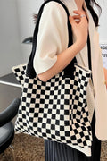 Checkered Knit Tote Bag