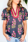 Black Floral Blouse PLUS