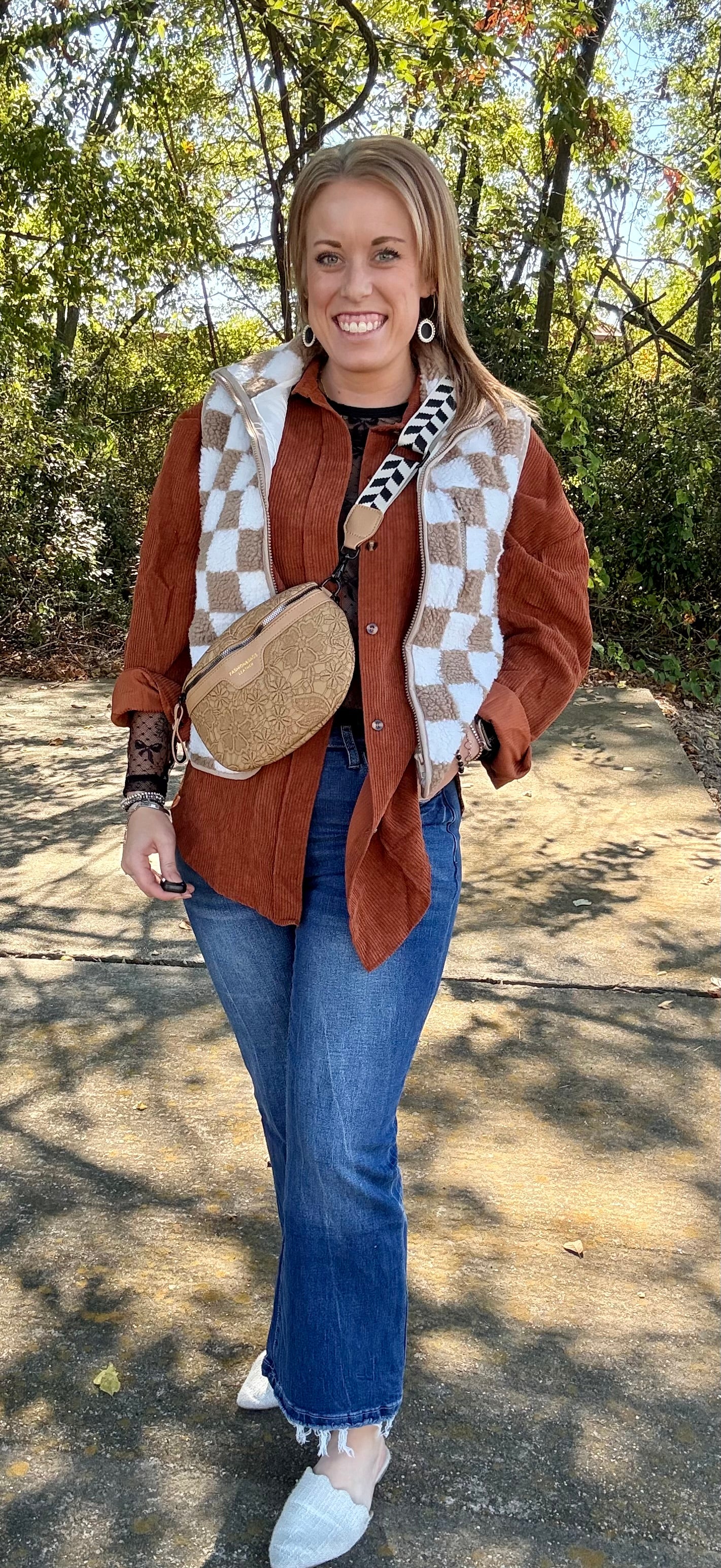 Corduroy Button-Down Oversized Top