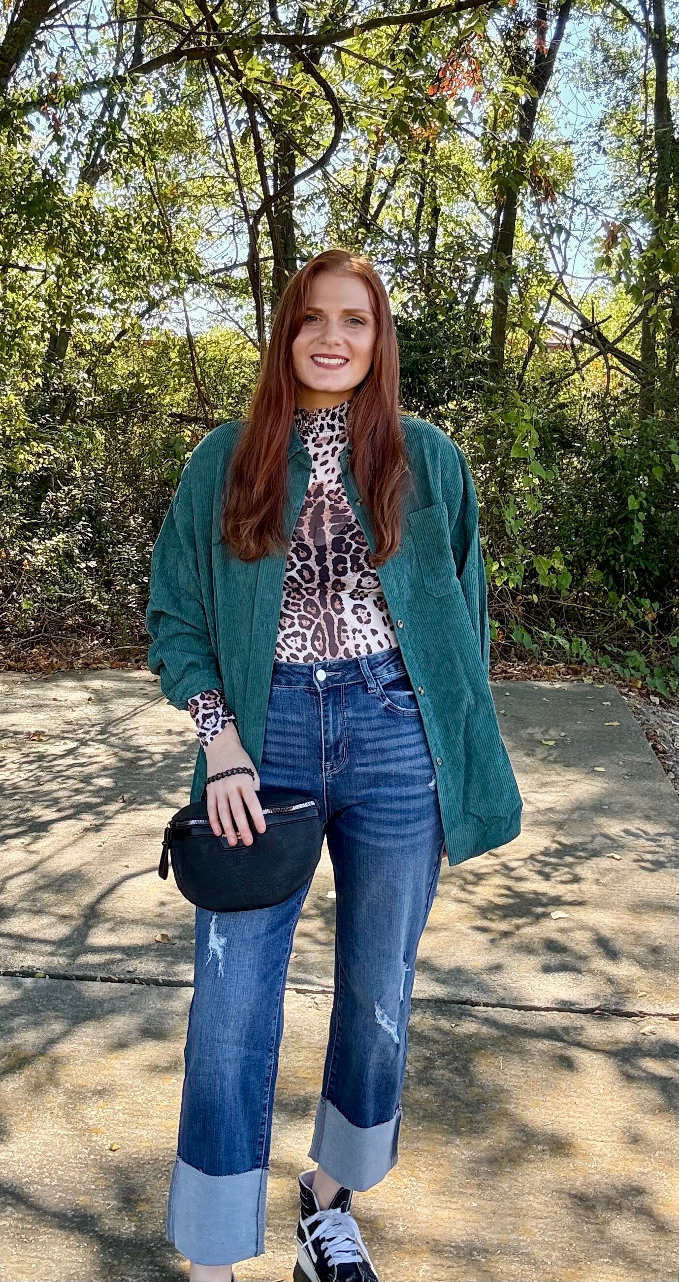 Corduroy Button-Down Oversized Top