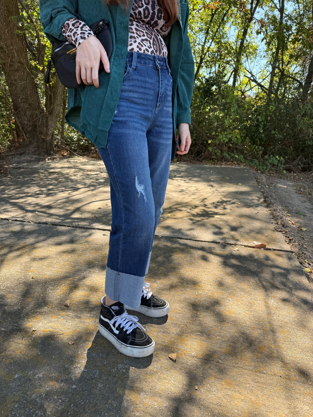 Turn-up Cuff Distressed Jeans