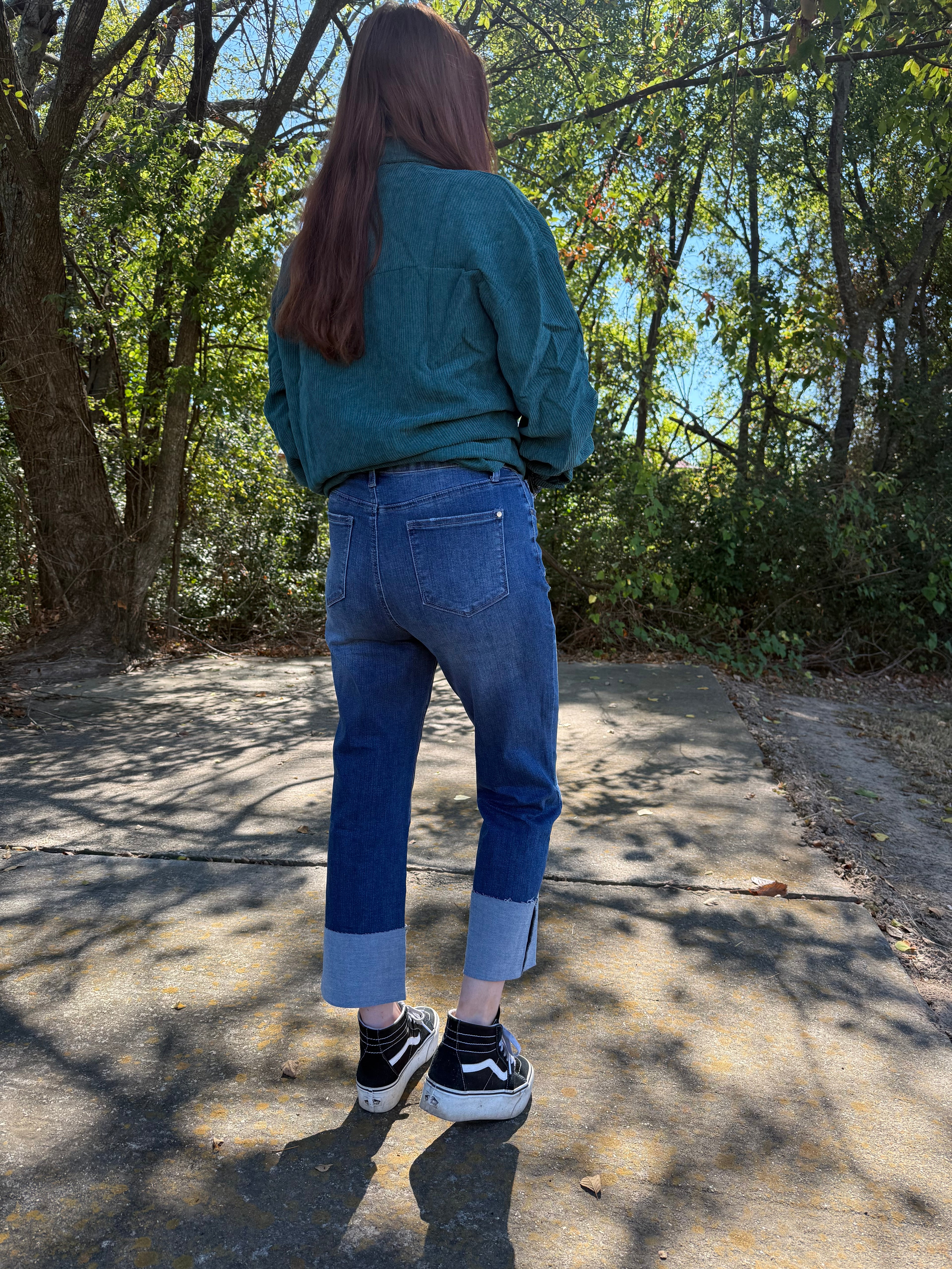 Turn-up Cuff Distressed Jeans