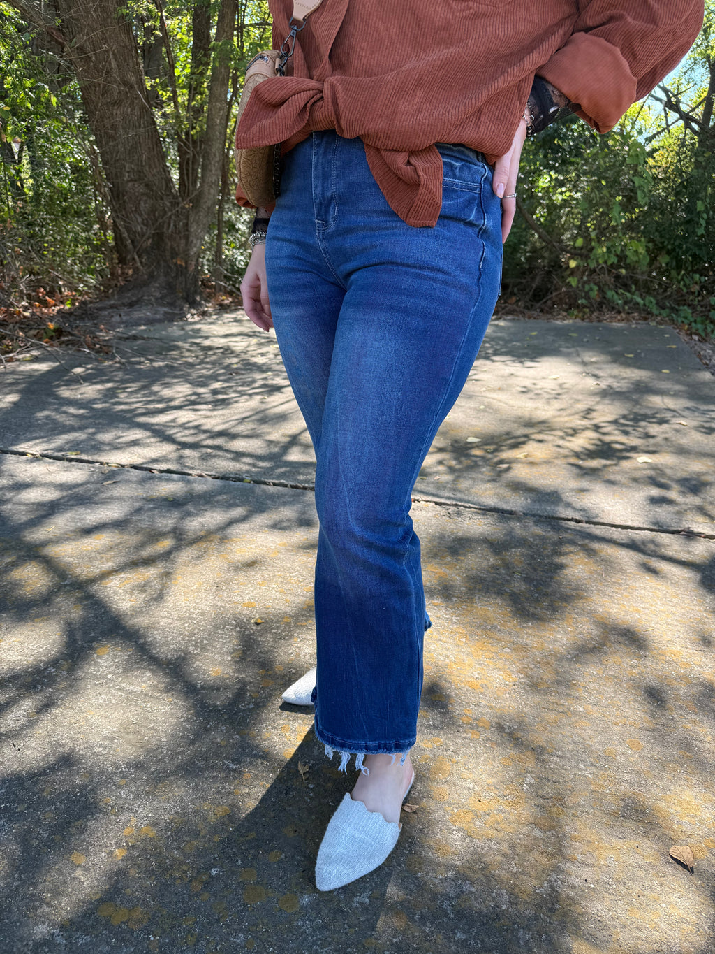 Sail Blue Mineral Wash Raw Hem High Waist Jeans