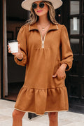 Desert Gold Quarter Zip Dress