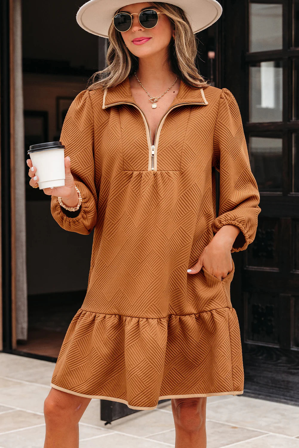 Desert Gold Quarter Zip Dress