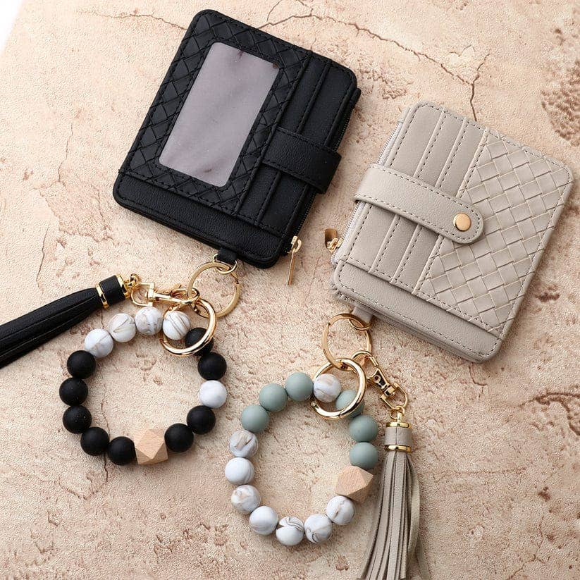 Quilted Nina Beaded Keychain Wallet