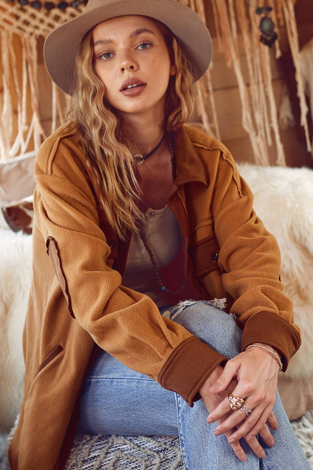 Soft Button Down Long Sleeve Fleece Jacket