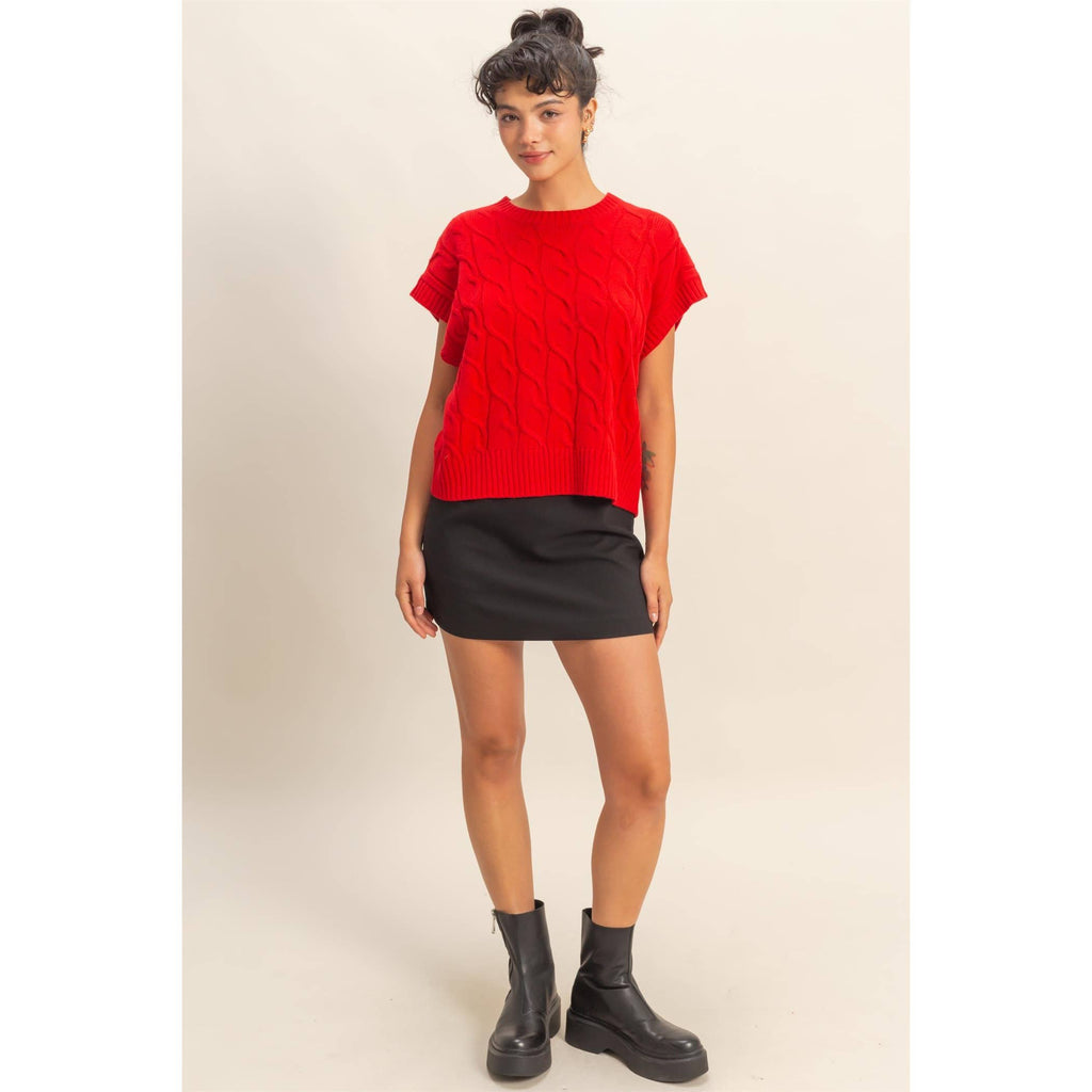 Sleeveless Oversized Cable Knit Sweater Vest