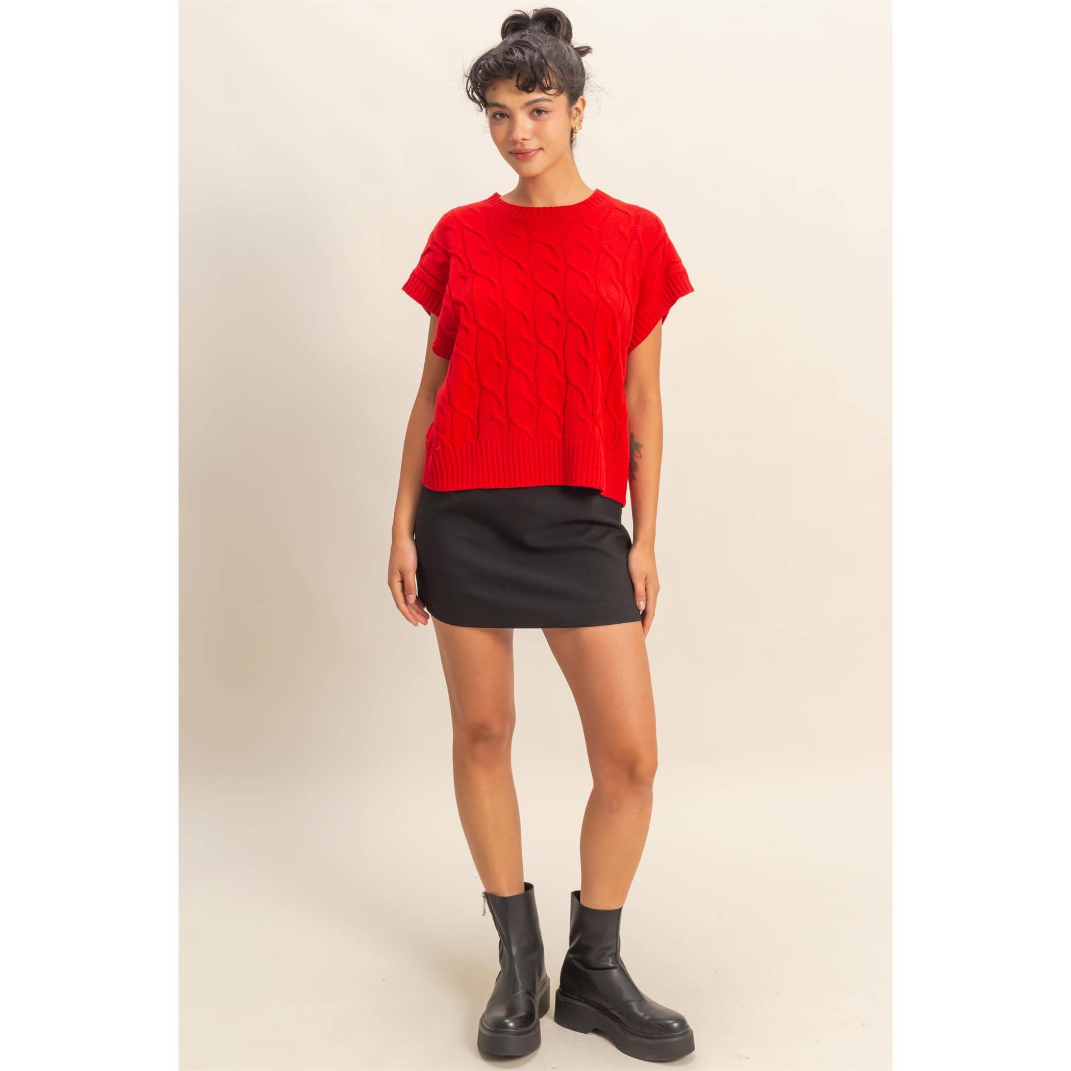 Sleeveless Oversized Cable Knit Sweater Vest