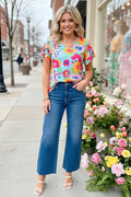 Floral Short sleeve ruffle top