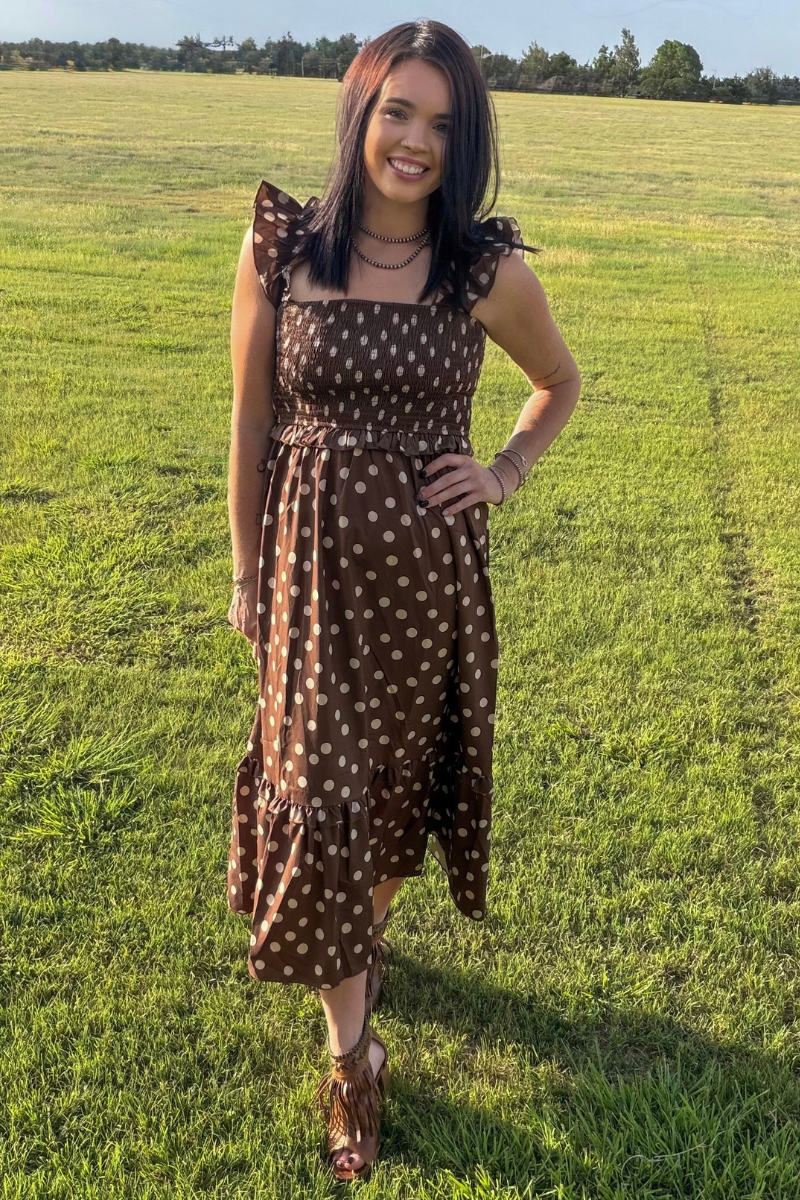 Mocha Dot Dress