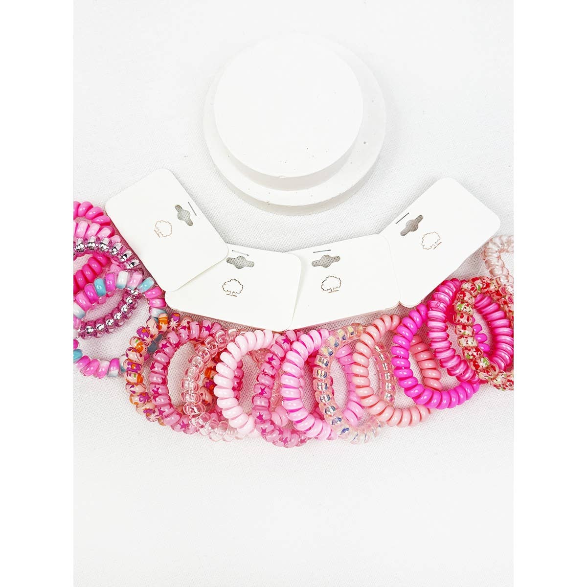 Hot Pink Mix Shades Spiral Hair Ties