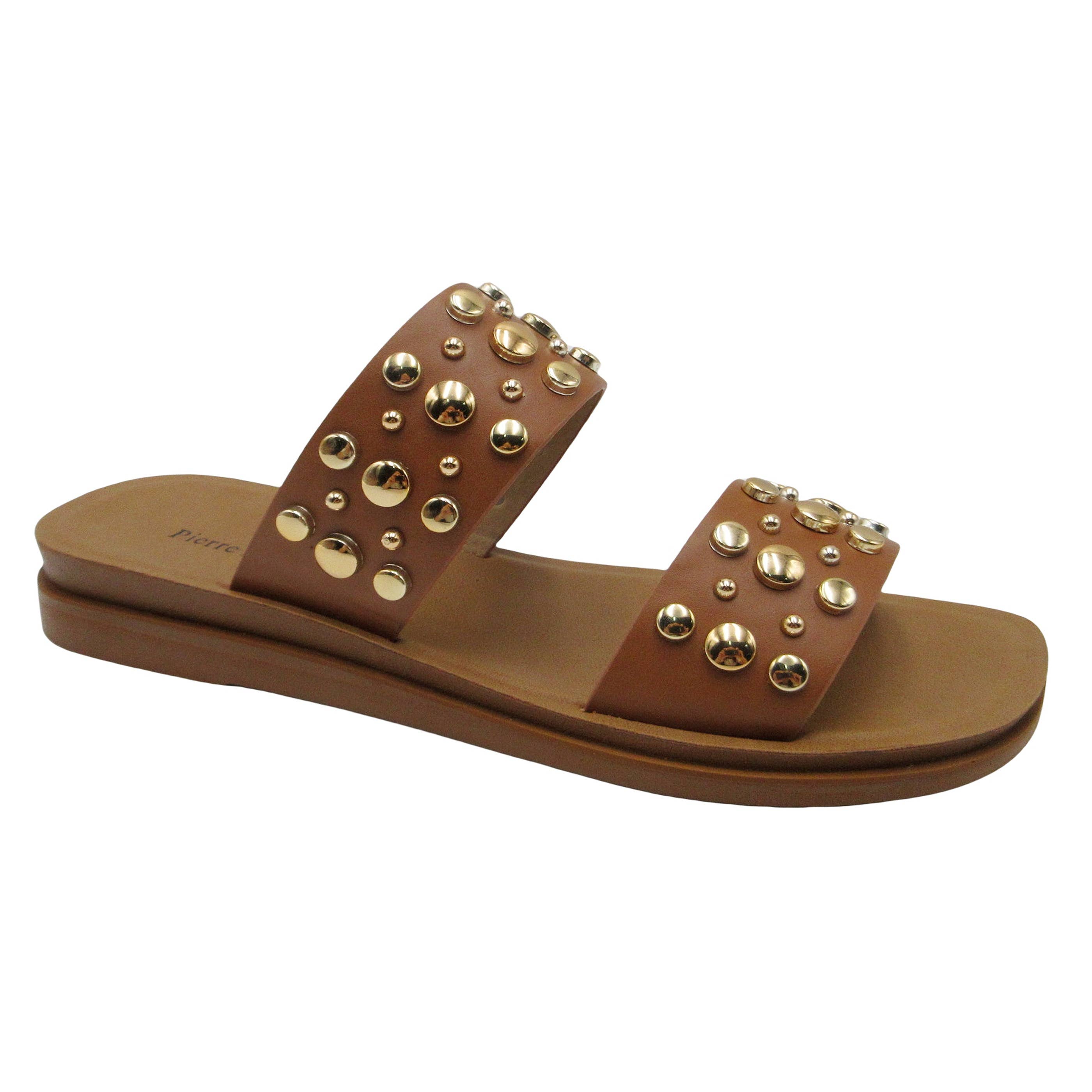 Gold Studded Brown Sandal