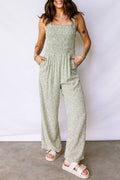 Floral Smocked Square Neck Jumpsuit