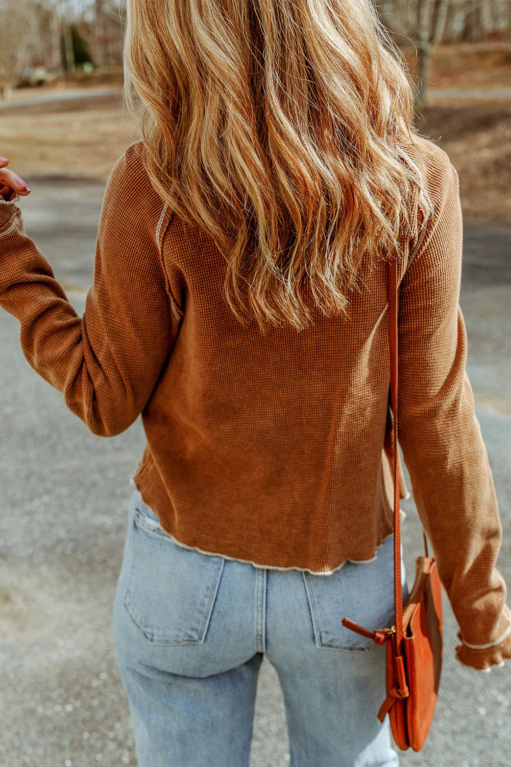 Camel Colored Textured Long Sleeve