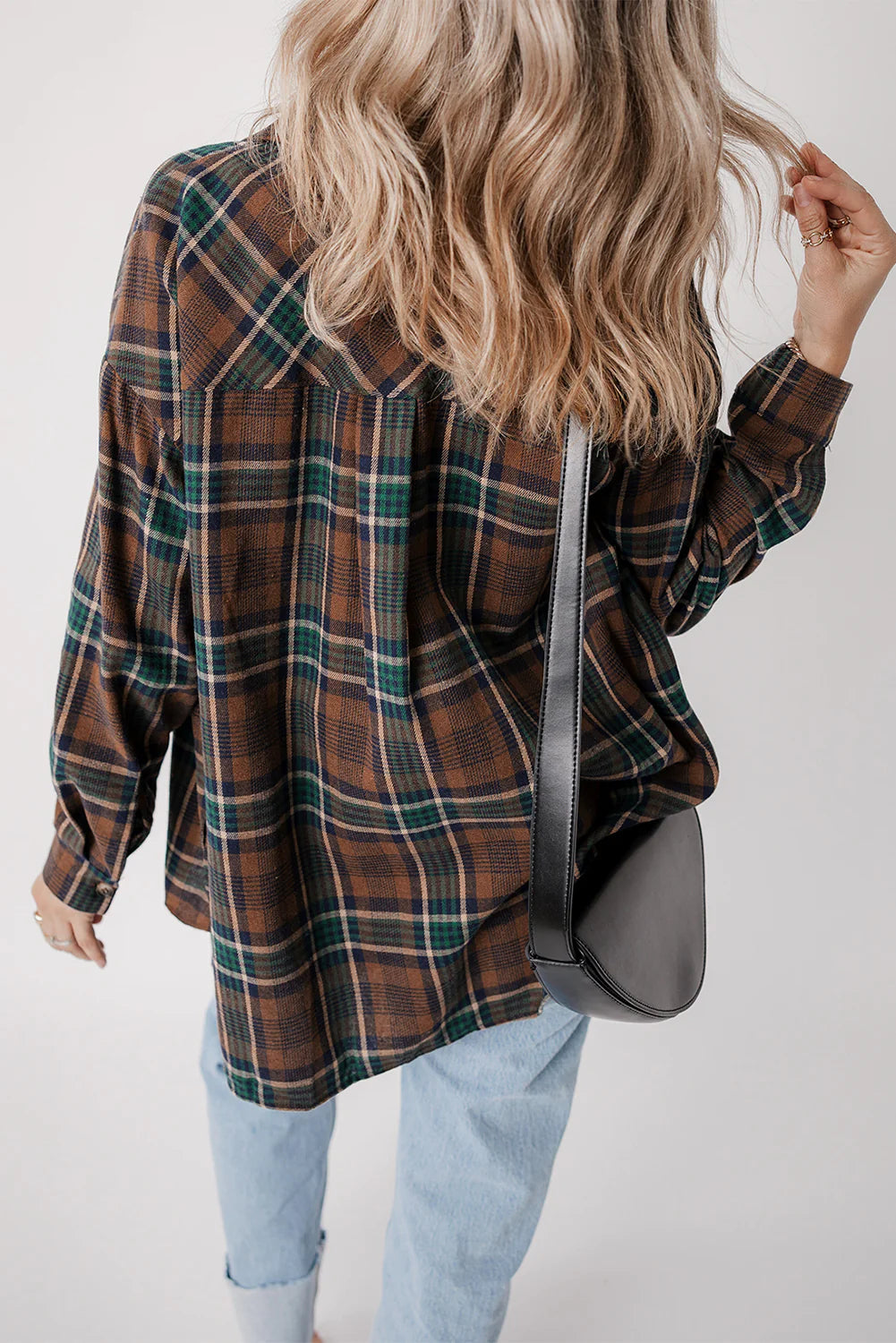 Brown Plaid Button Down Flannel Shirt