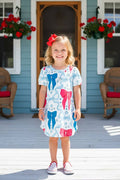 Girl’s Blue & pink bows dress
