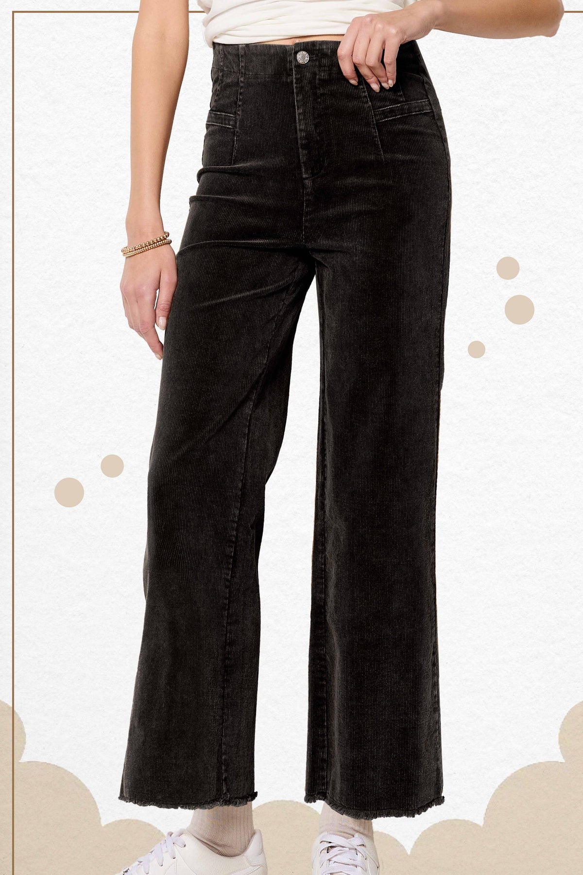 Mineral Wash High Waisted Wide Leg Corduroy Pants