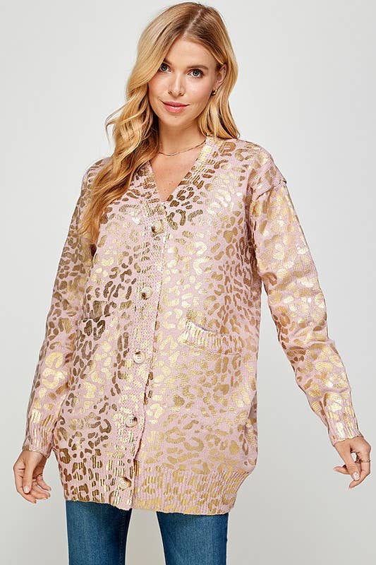 Golden Foil Animal Print Cardigan