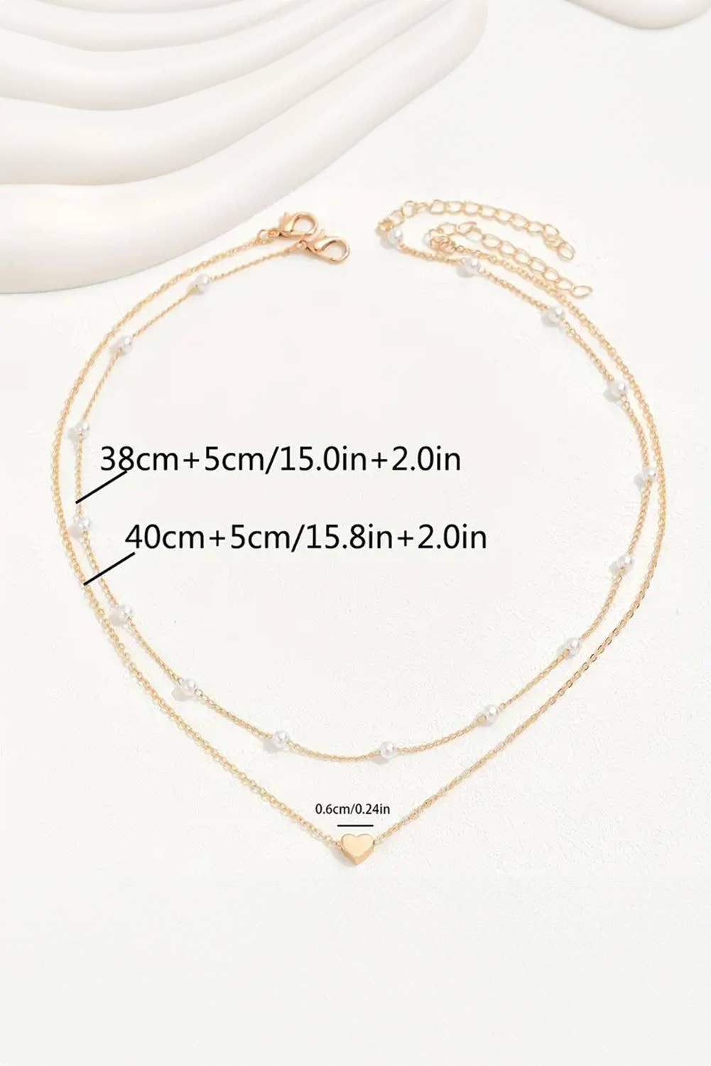 Heart and Pearl 2pcs Layered Necklace