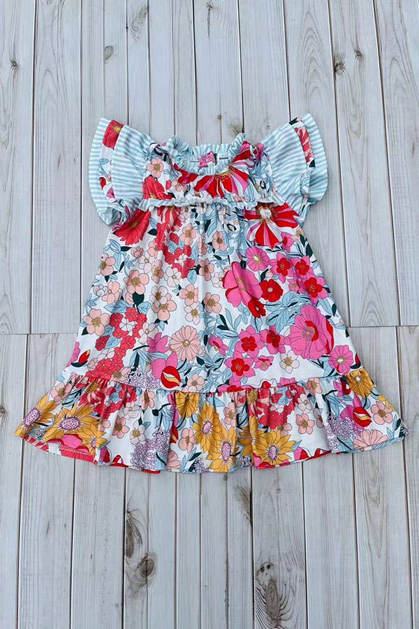 Girl’s floral printed smocked dress