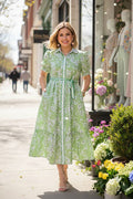 Green floral printed maxi dress