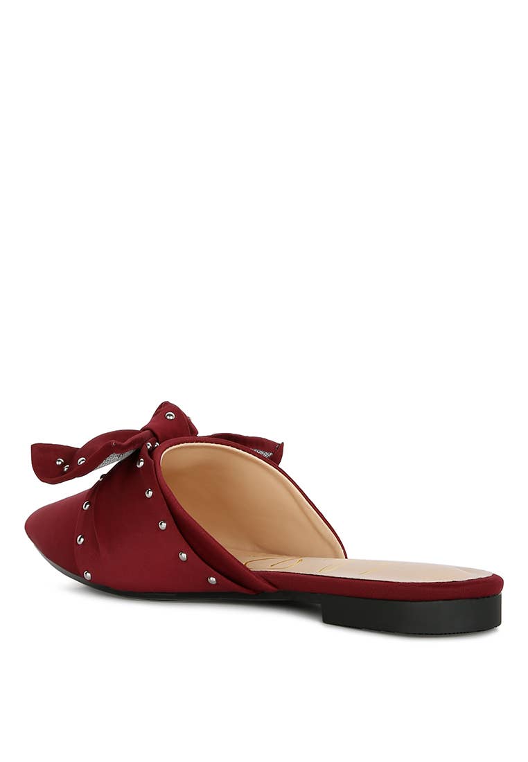 Studded Bow Flat Mules