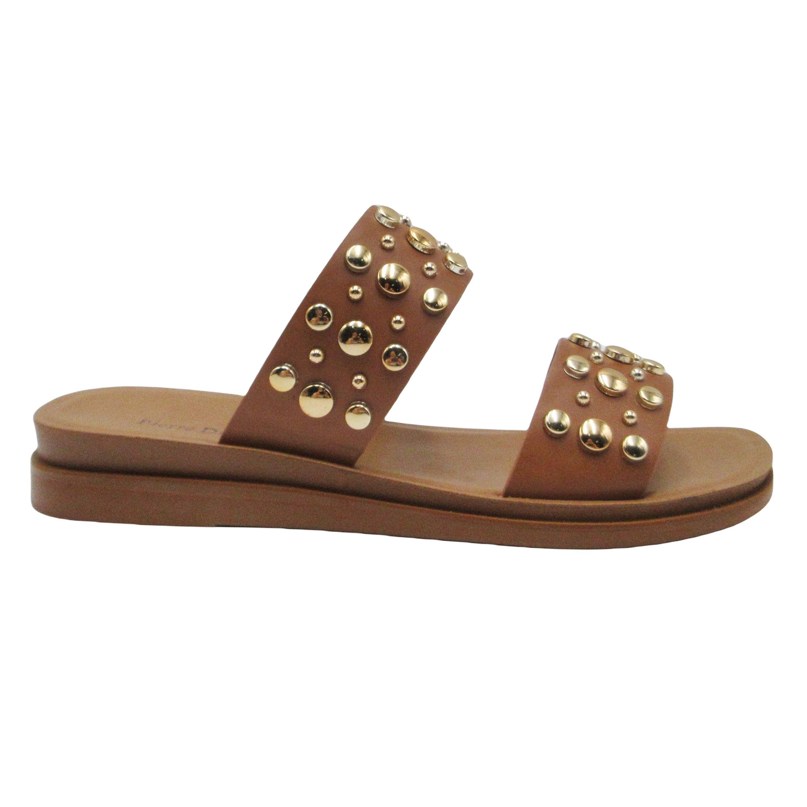 Gold Studded Brown Sandal