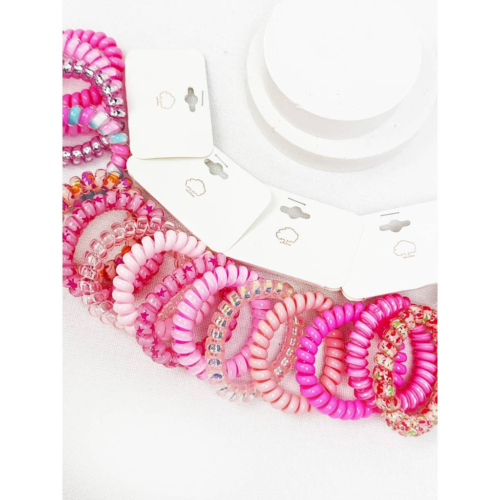 Hot Pink Mix Shades Spiral Hair Ties