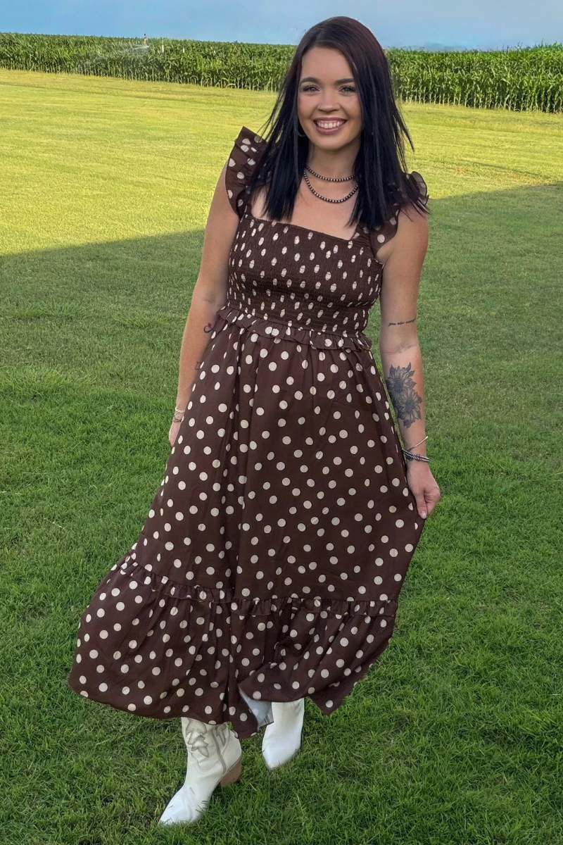 Mocha Dot Dress