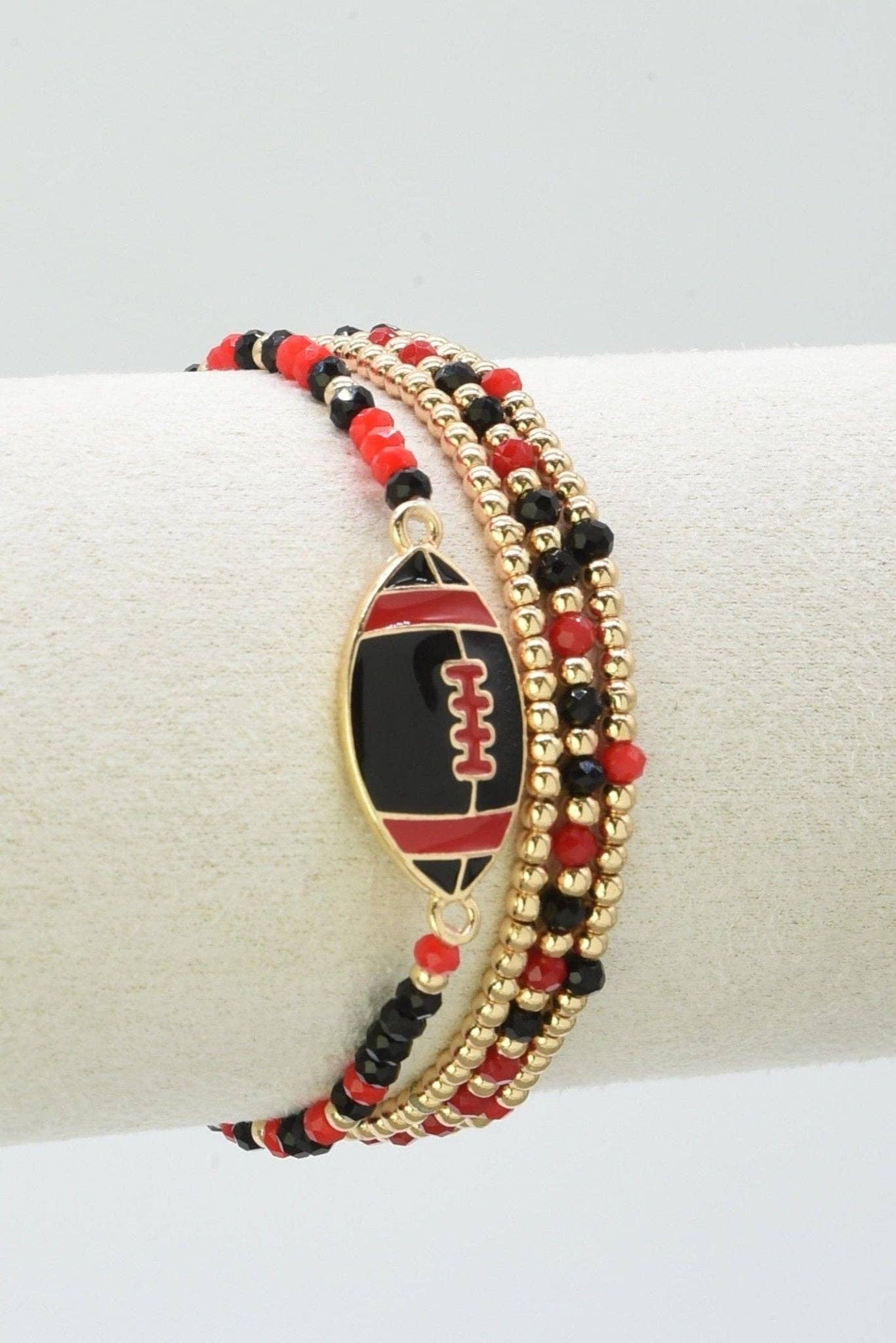 Gameday Beaded Football Stretch Bracelet Set