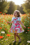 Girl’s floral printed smocked dress