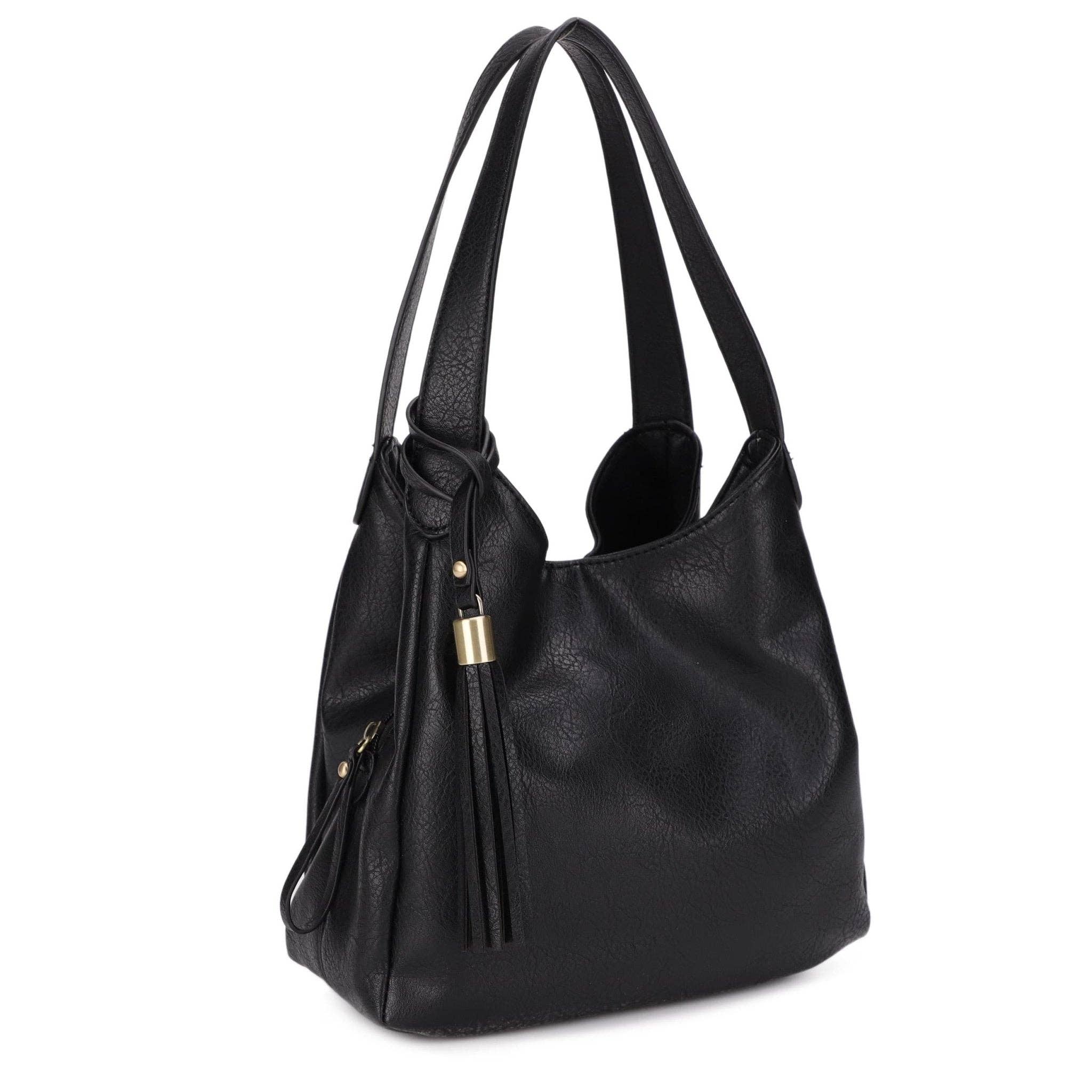 Isela Three Compartment Tote Bag With Tassel