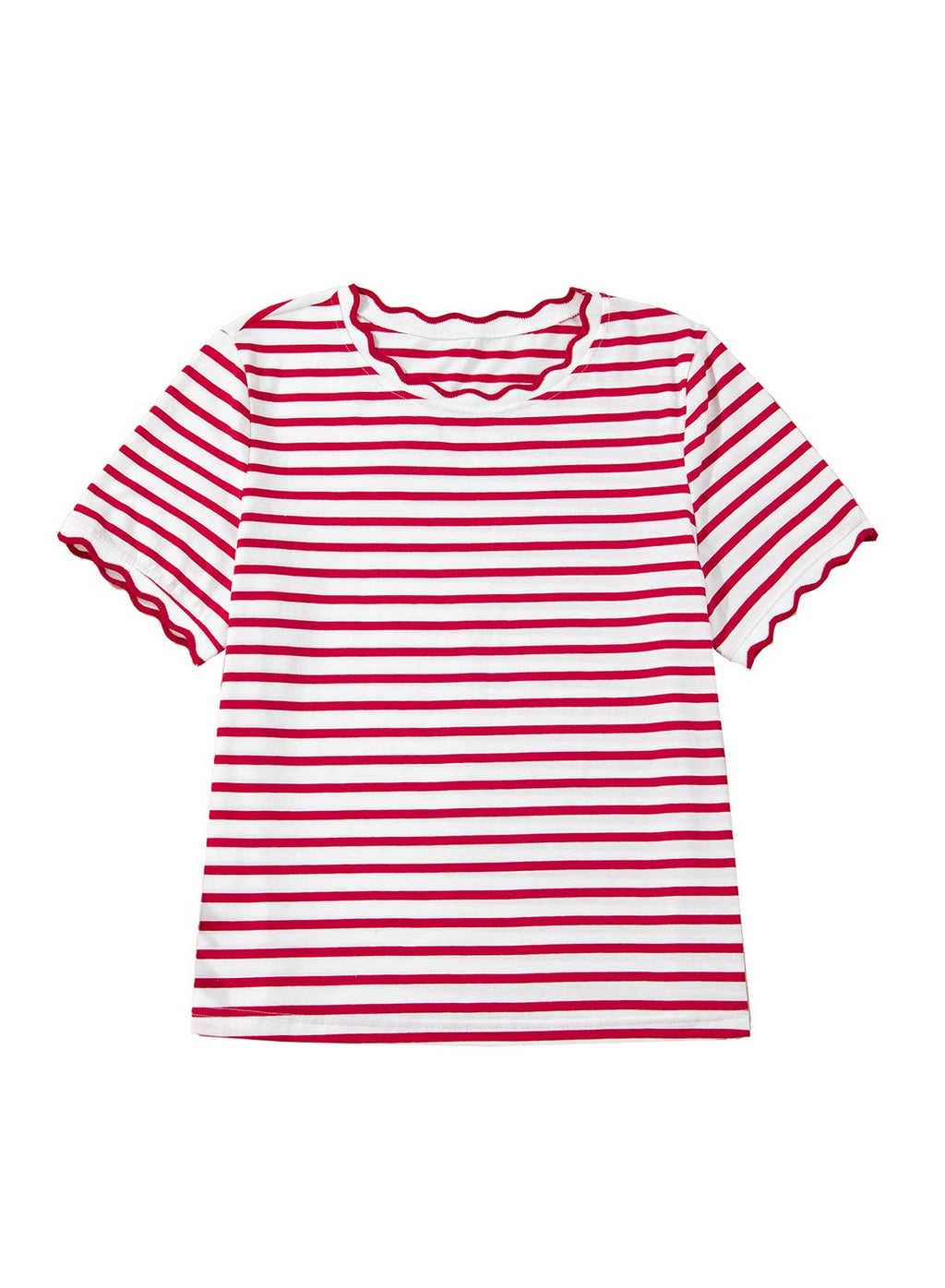 Stripe Scalloped Trim Top