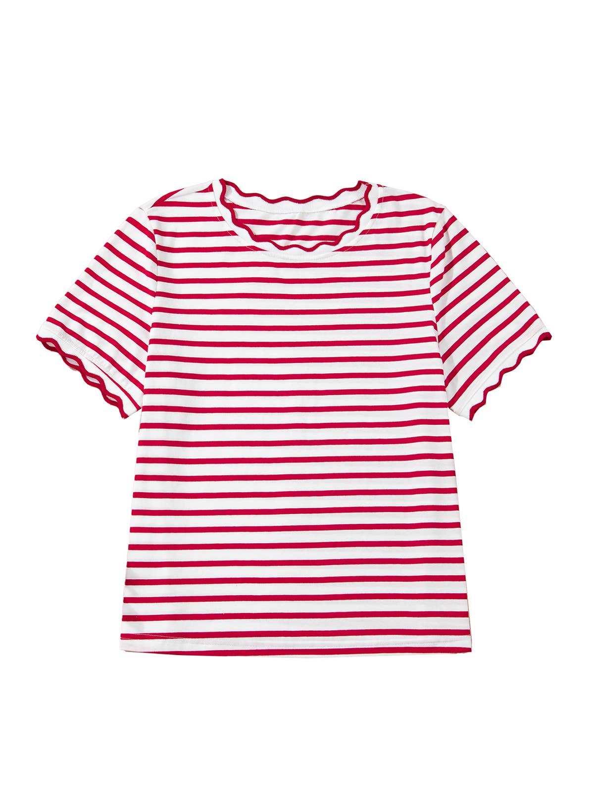 Stripe Scalloped Trim Top