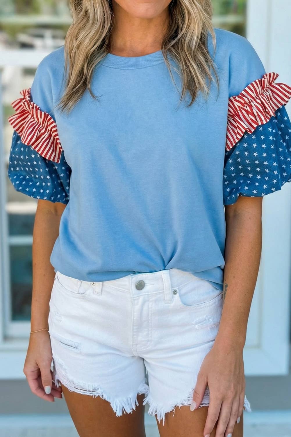 Stars & Stripes Puff Sleeve Top