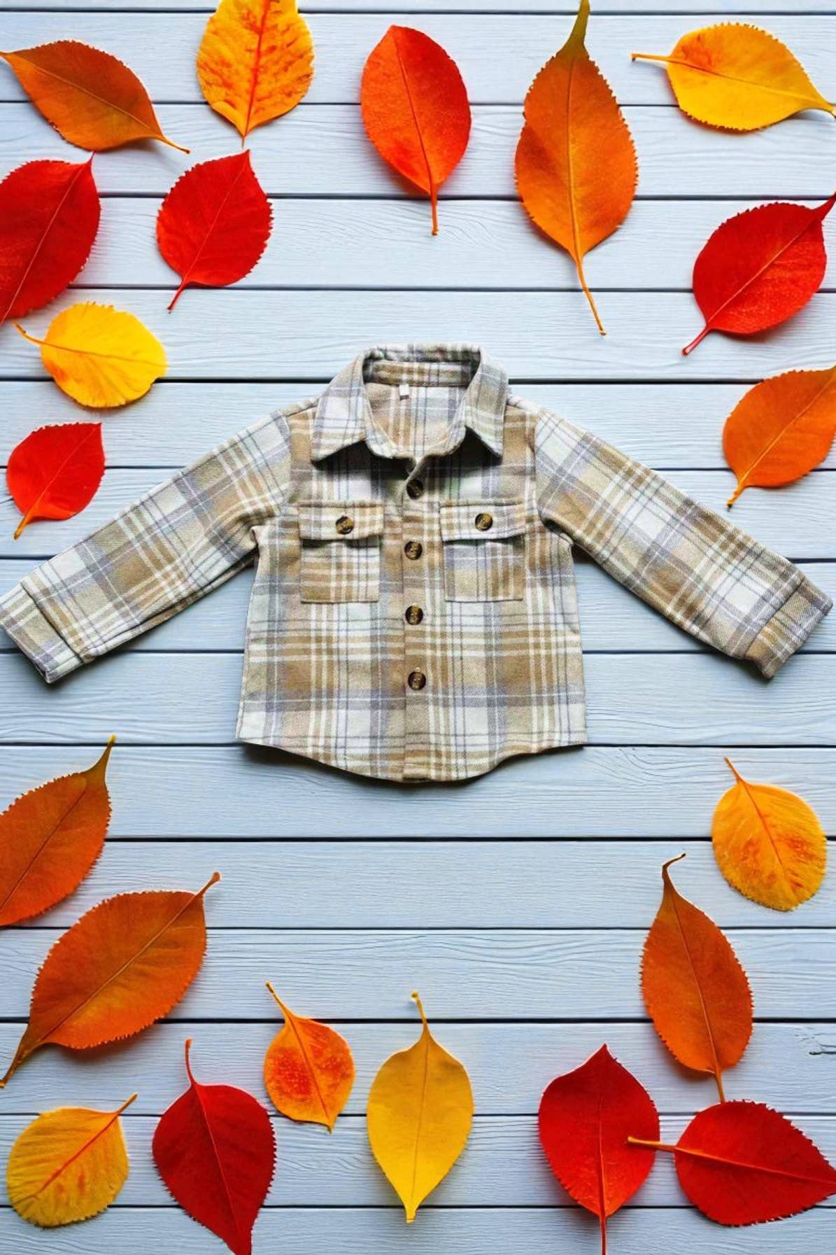 Brown plaid Flannel-kids