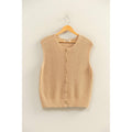 Sleeveless Button-Up Ribbed Vest
