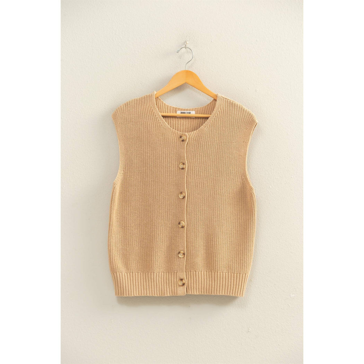 Sleeveless Button-Up Ribbed Vest