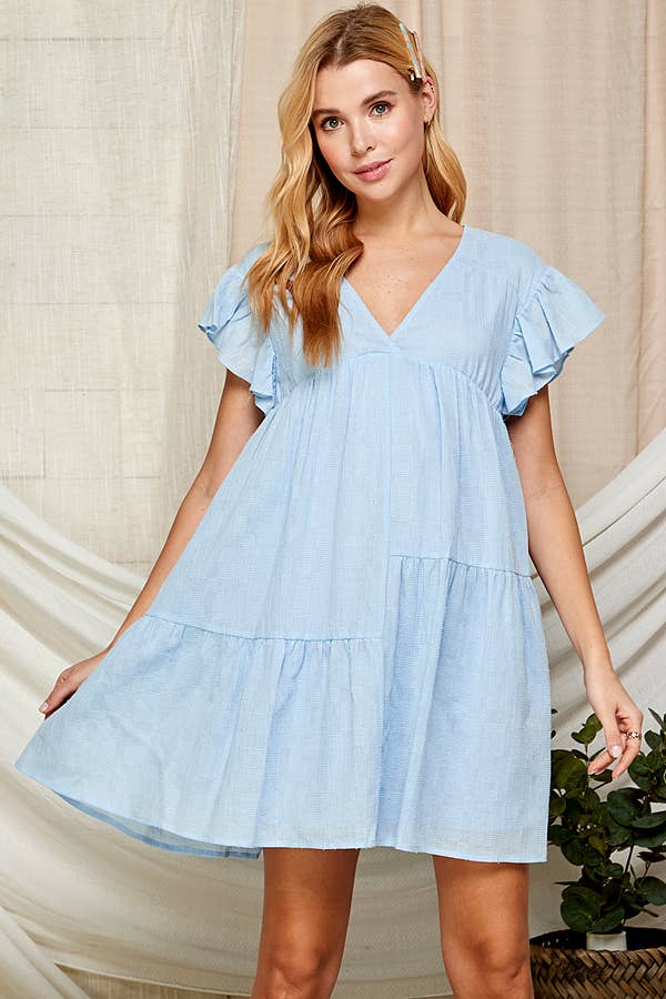 Baby Doll Dress with V Neckline