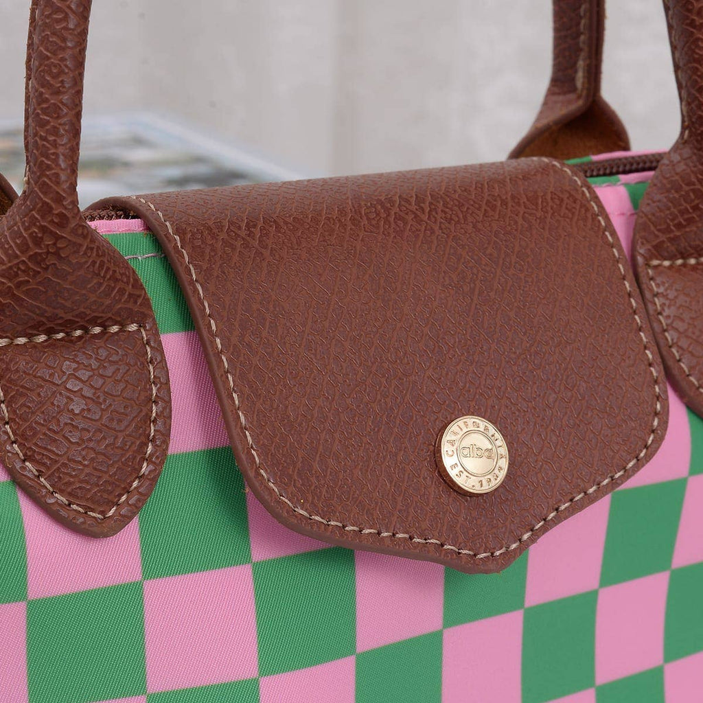 Amber Print Nylon Double Handle Crossbody Bag